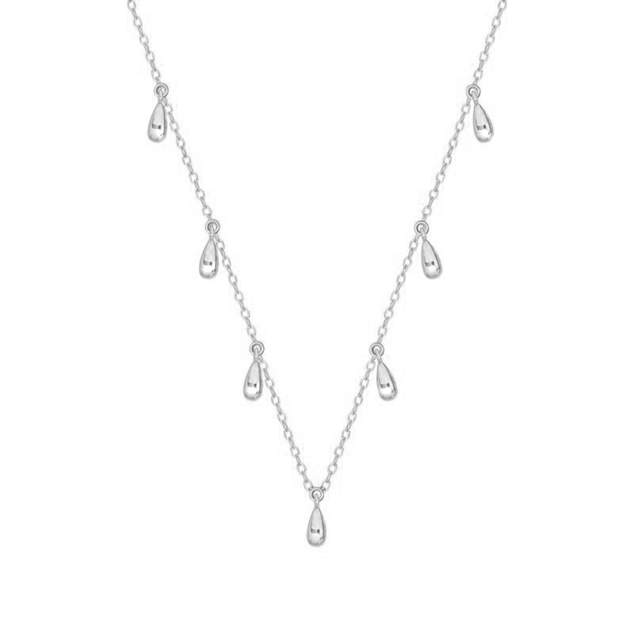 Collier Lea version argent avec gouttes pendantes, design délicat. Idée cadeau femme. Koolkado.